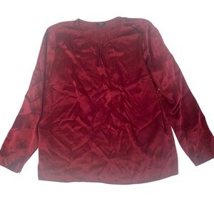 Talbots Woman Elegant Deep Red 100% Silk Top Blouse 16W